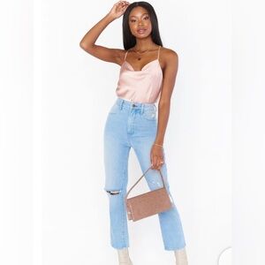 SHOW ME YOUR MUMU Diane Bodysuit In Rose Gold Luxe Satin size XS